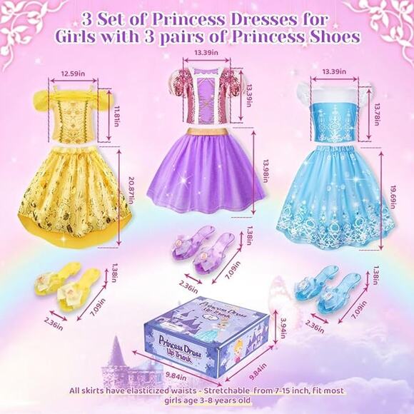 Meland Deluxe Princess Dress Up Trunk Toddlers Girls 3-6 New - Picture 2 of 12